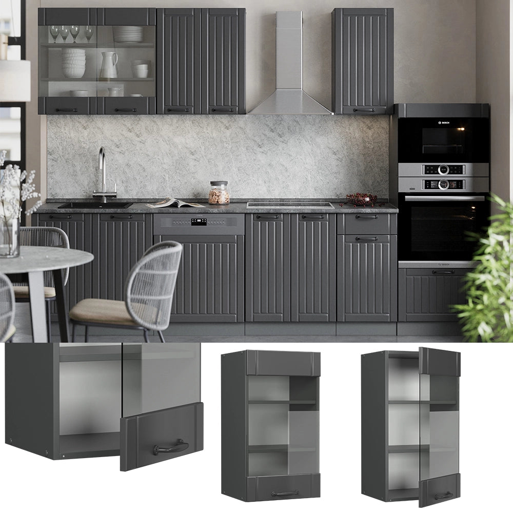 Vicco Mobile da cucina in vetro Grigio scuro 40 cm