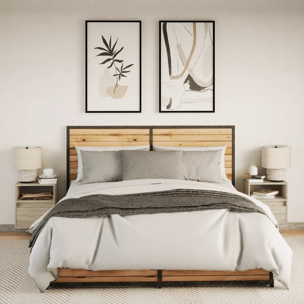 Comodini a Parete con luci LED 2 pz Rovere Sonoma