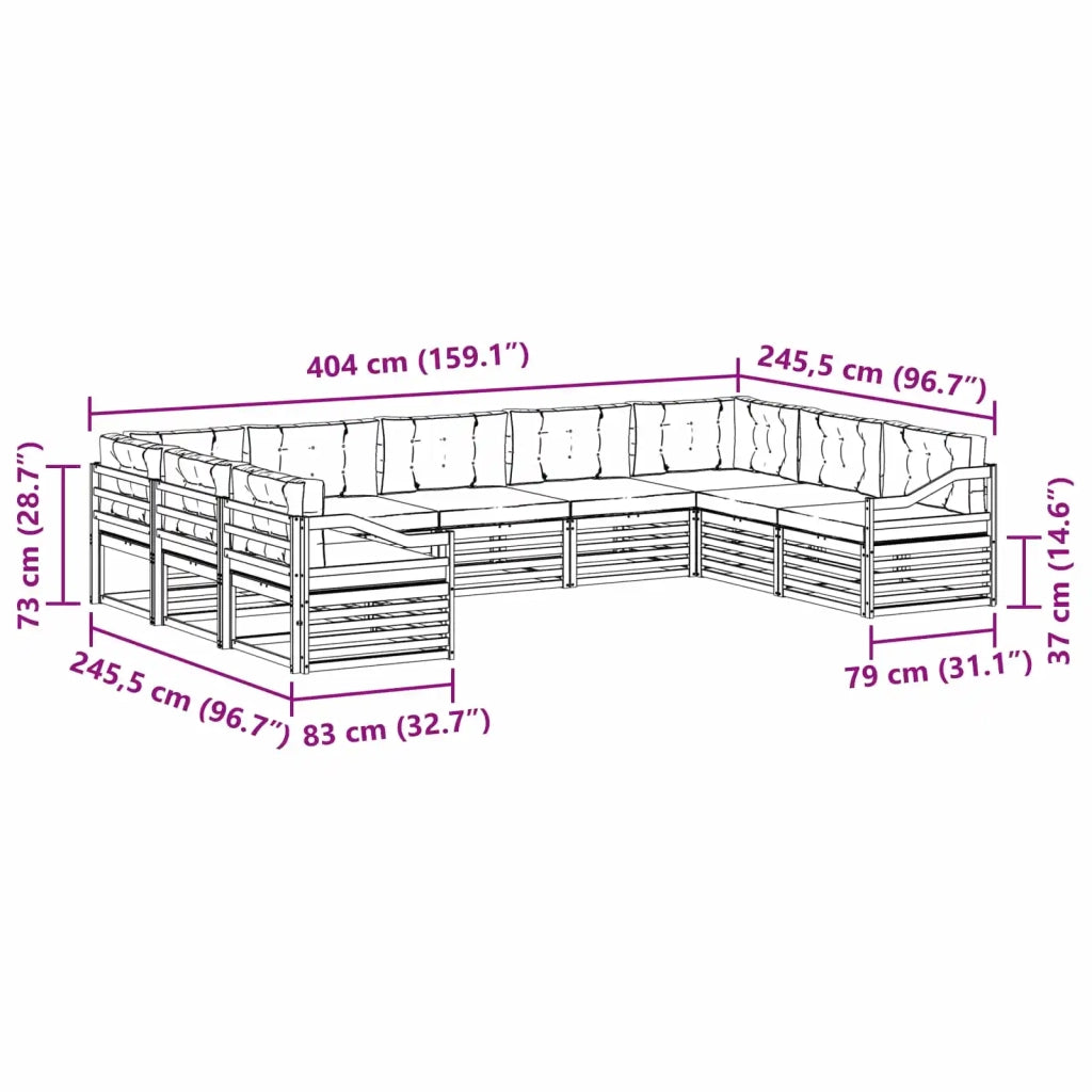 Set di divani da esterno 9 pcs Grigio Naturale e Chiaro 3374146