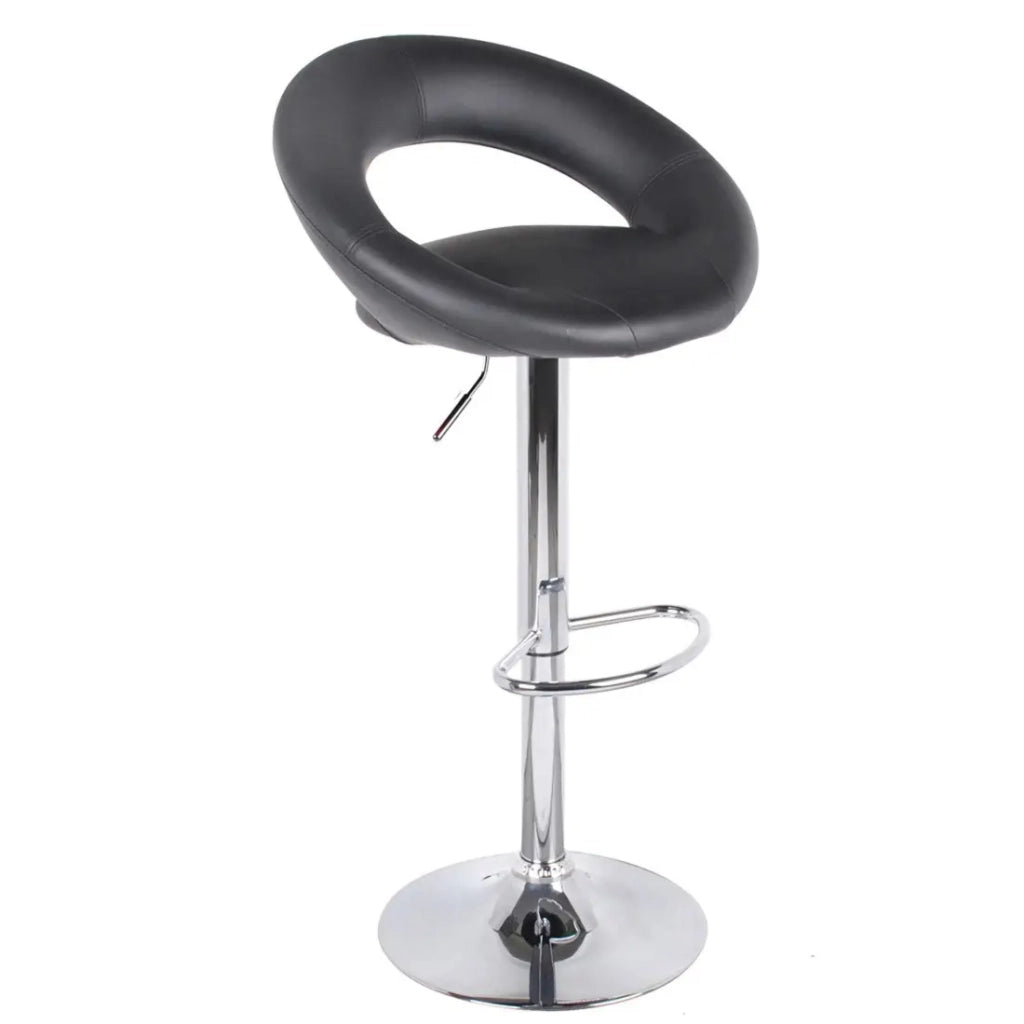 Set di 2 sgabelli da bar regolabili in altezza 77-97 cm – Seduta in similpelle PU nera, piede in metallo grigio, diametro 40 cm