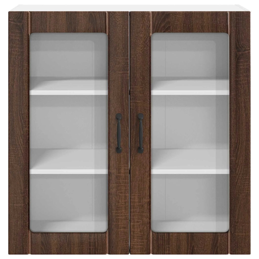 Pensile da cucina | Mobile in vetro da parete LUCCA Rovere Marrone 80 x 31 x 80 cm