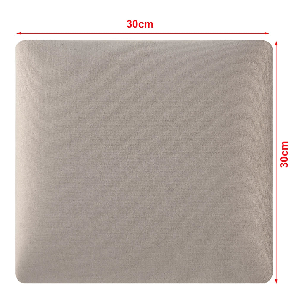 Set Carpino di 4 Pannelli Murali Imbottiti Rivestiti in Tessuto Velluto Grigio Chiaro 30x30 cm [neu.haus]