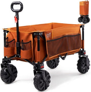Carrello XXL pieghevole con pneumatici larghi e cassetti laterali - carrello da spiaggia con contenitore per bicchieri e manubrio regolabile - carico massimo 100 kg