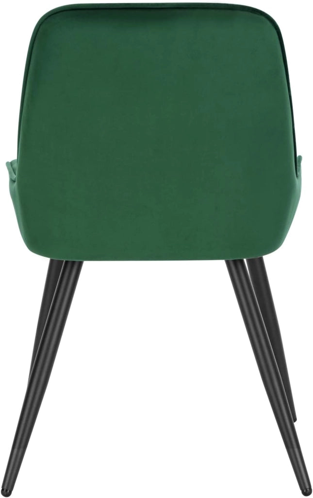 Set di 4 Sedie da Pranzo con Schienale Curvo, Sedie Ergonomiche in Velluto e Metallo, Poltroncina imbottita per Salotto, Ufficio, Camera da Letto, Verde scuro BH331dgn-4
