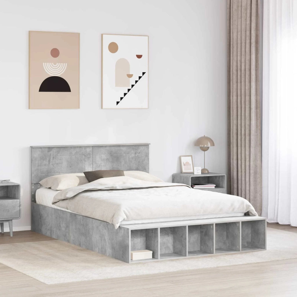 Struttura del letto con lo scaffale Grigio cemento 150 x 200 cm 3408357