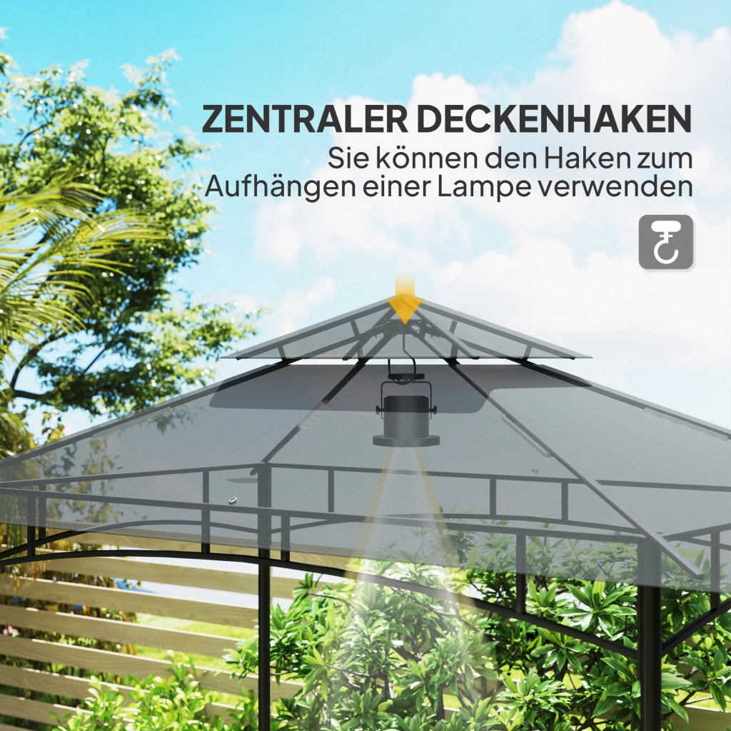 Pergola da Giardino con LED ¨C zephmum ¨C Grigio 240x150x258 cm