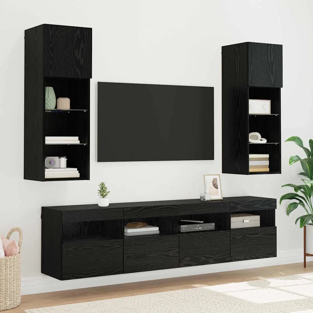 Mobile TV da parete-Mobile TV a Muro-Credenza TV Rovere Nero 40 x 30 x 40 cm