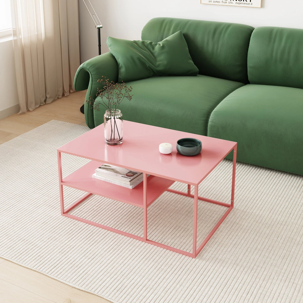 Tavolino da Salotto 'Solund' Metallo - Rosa [en.casa]