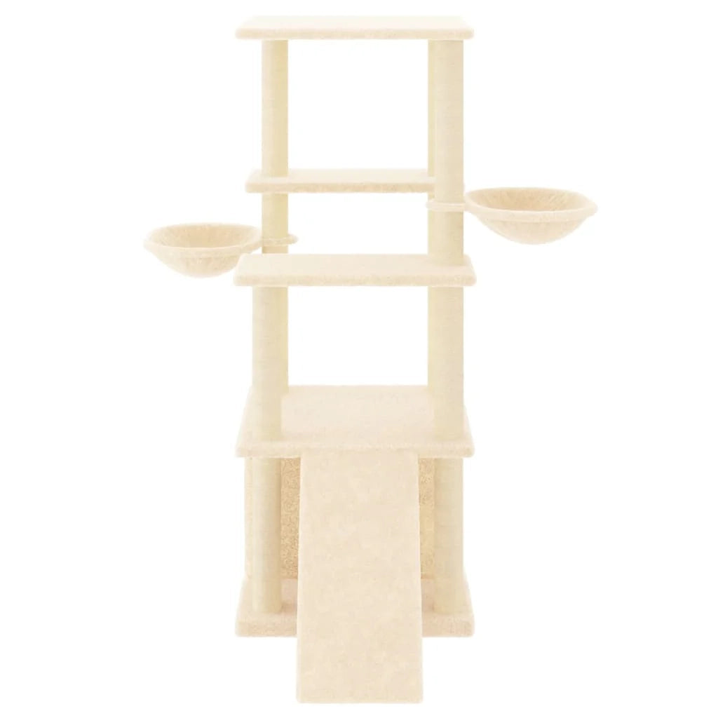 Tiragraffi per gatti torre per arrampicata giocattolo piattaforma per arrampicata con tiragraffi in sisal 133 cm crema 02_0022469