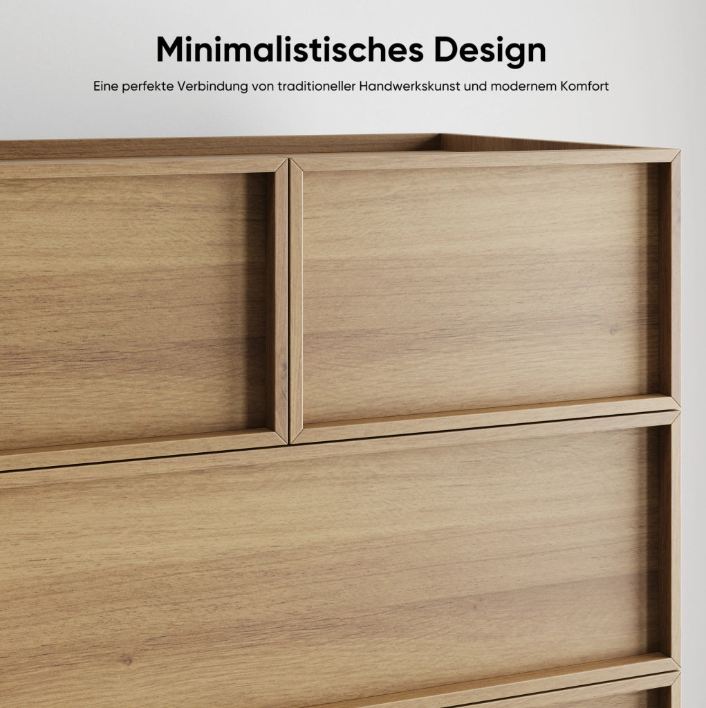 Cassettiera moderna a 6 cassetti 80x48x127 cm in MDF e truciolare; colore rovere