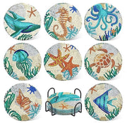 8 pezzi di Diamond Art sottosterelle con supporto Arte e manualità per adulti Kit di pittura con diamanti per DIY Sottosterelle con vita marina per la manualità