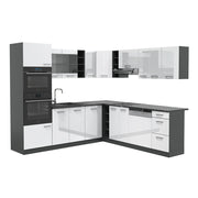 Vicco Cucina angolare completa Bianco lucido/antracite 237 x 247 cm , PL Antracite