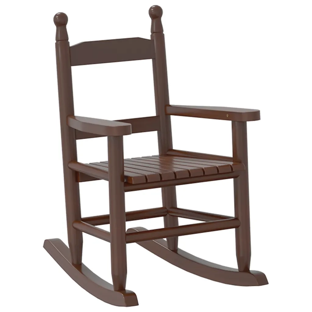 vidaXL Sedie a Dondolo per Bambini 2 pz Marrone Legno Massello Pioppo