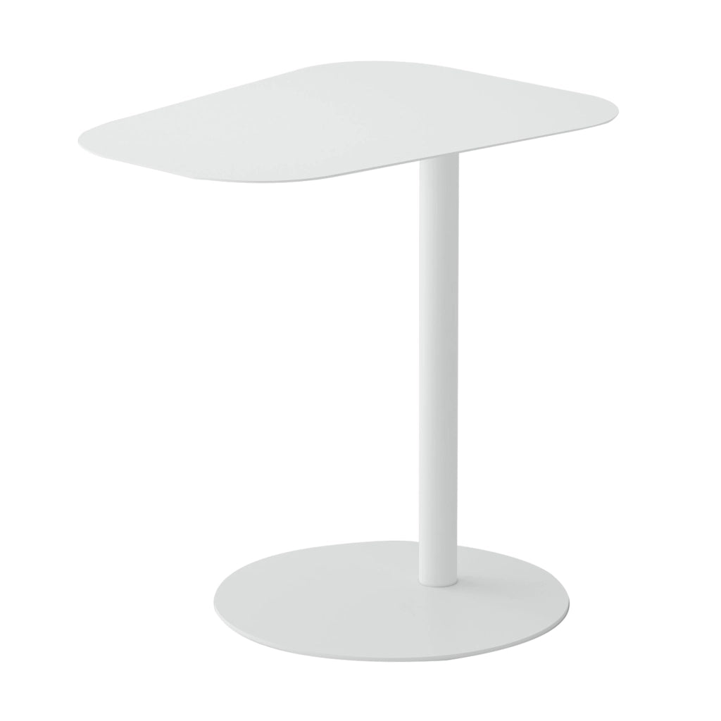 Tavolino Laterale da Divano Nastätten Metallo Piano Trapezoidale - Bianco [en.casa]