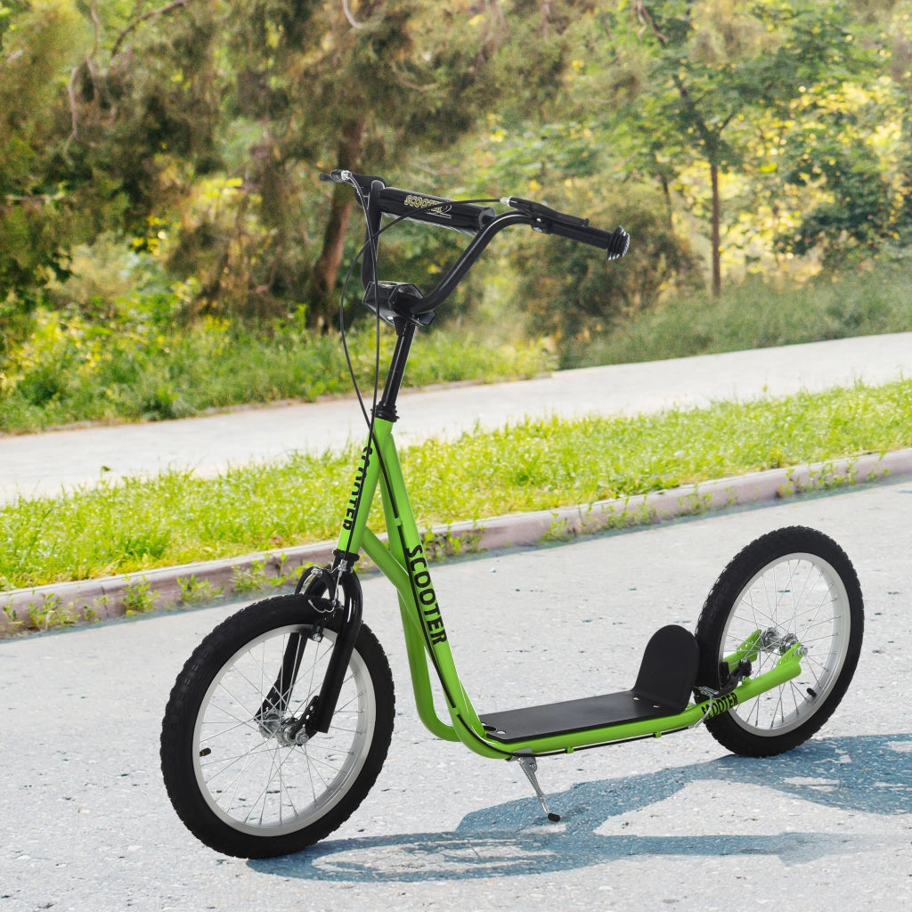 Trottinette per Bambini ¨C zephmum ¨C Verde, Acciaio, Grandi Pneus