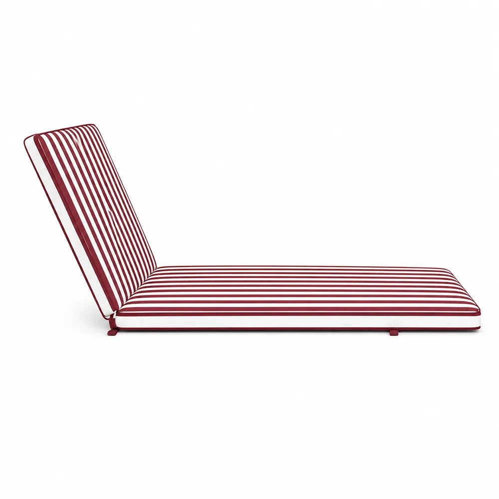 Cuscino per lettino da esterno 192x61 cm a righe con schienale reclinabile e velcro in poliestere – Bordeaux/Bianco