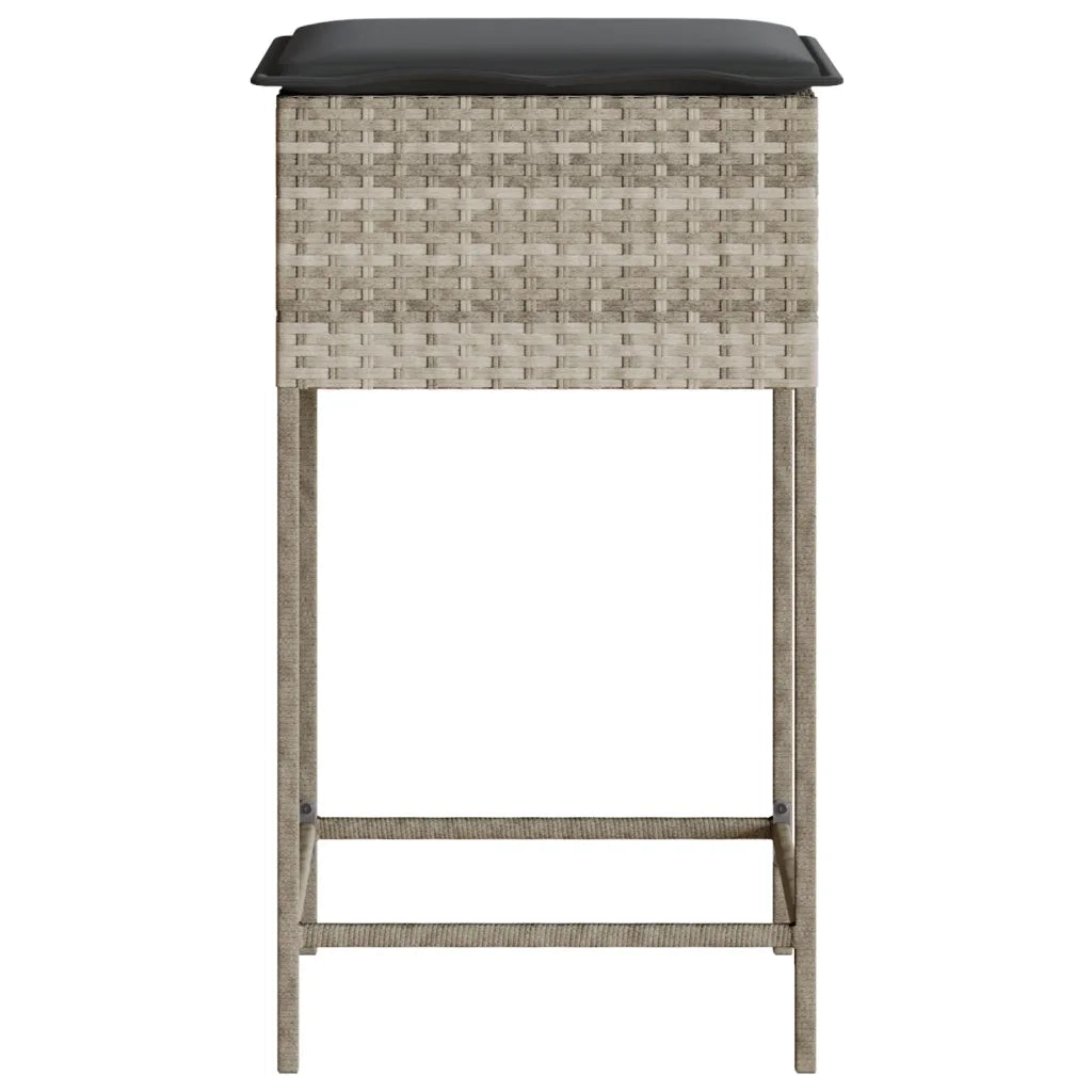 Sgabelli da Bar con Cuscini 2 pz Grigio Chiaro in Polyrattan CFW6495864