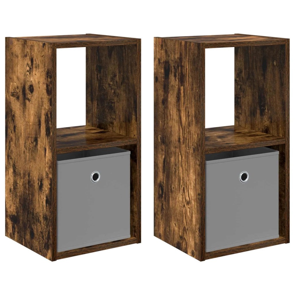 Comodino con cassetto 2 pcs Rovere fumé 30,5 x 27 x 59,5 cm