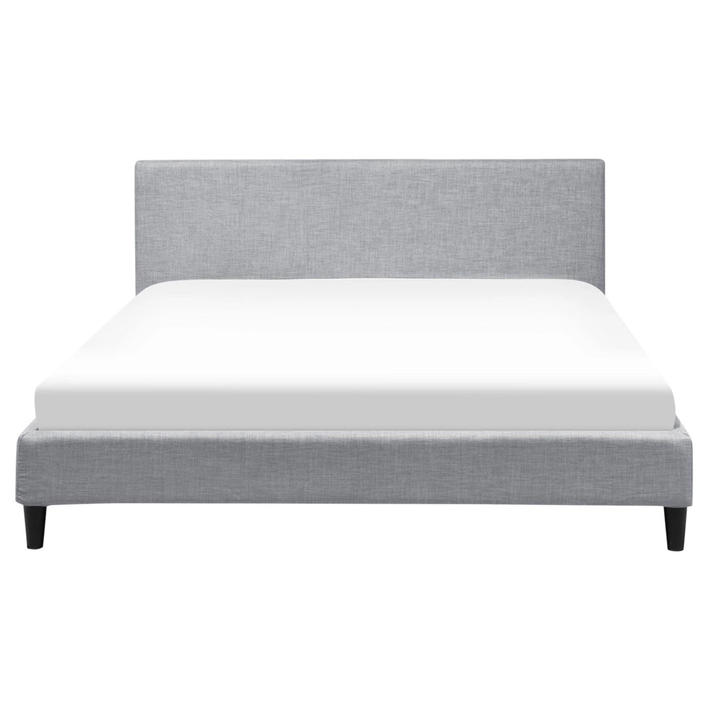 Letto 160 x 200 cm con rete a doghe in tessuto grigio con LED bianco contemporaneo