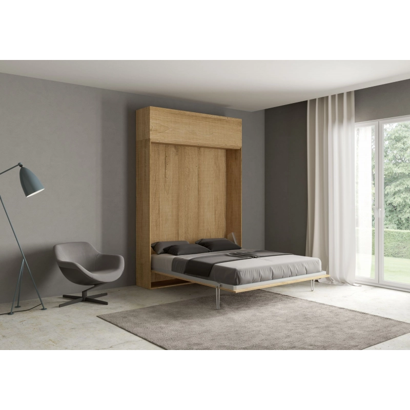 Letto a scomparsa 160 verticale Kentaro con pensile vasistas - Quercia Natura