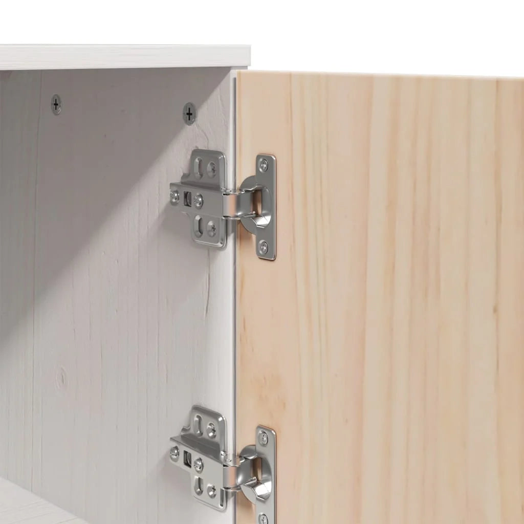 Buffet credenza cassettiera armadio mobile contenitore organizer cucina soggiorno salotto alto 67 x 40 x 108,5 cm legno massello di pino bianco 02_0032479