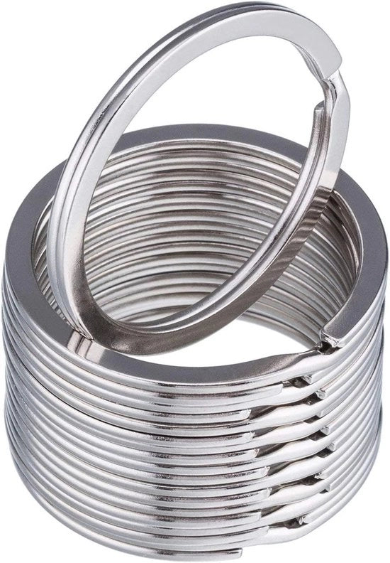 Sistema di Chiave a Cerchio, 100 Pezzi - Anelli Metallici per Chiavi, Auto e Organizzazione Casa, Argento