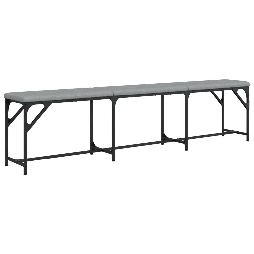 Panca da Pranzo-Sgabello-Panca da Cucina Grigio Chiaro 186x32x45 cm in Acciaio e Tessuto