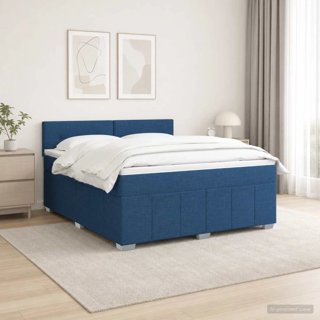 Letto box spring con materasso Blu 140 x 200 cm Tessuto 3452697