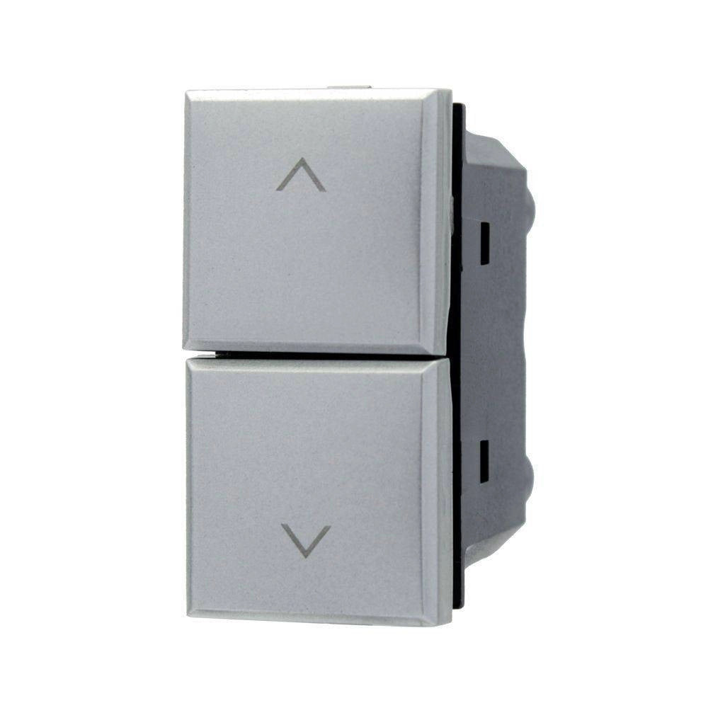 Trade Shop - Pulsante Doppio Saliscendi 1p+1p Silver Compatibile Con Bticino Axolute -