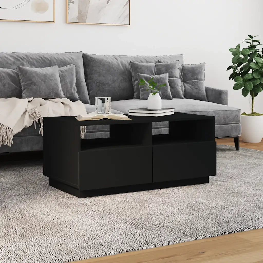 Tavolino da Soggiorno con Luci LED Nero 90x49x40 cm 839834
