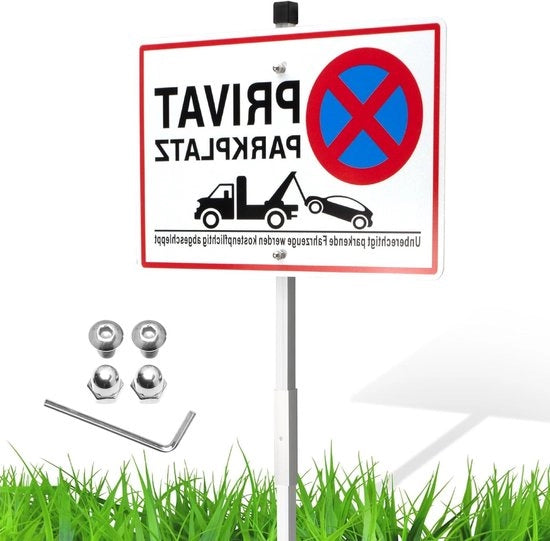 Alumina Parco 30 × 20 cm - Barriera per Divieto di Sosta, Resistente ai Raggi UV, Impermeabile e Resistente all'ossidazione con Orecchioni Pre-drillati