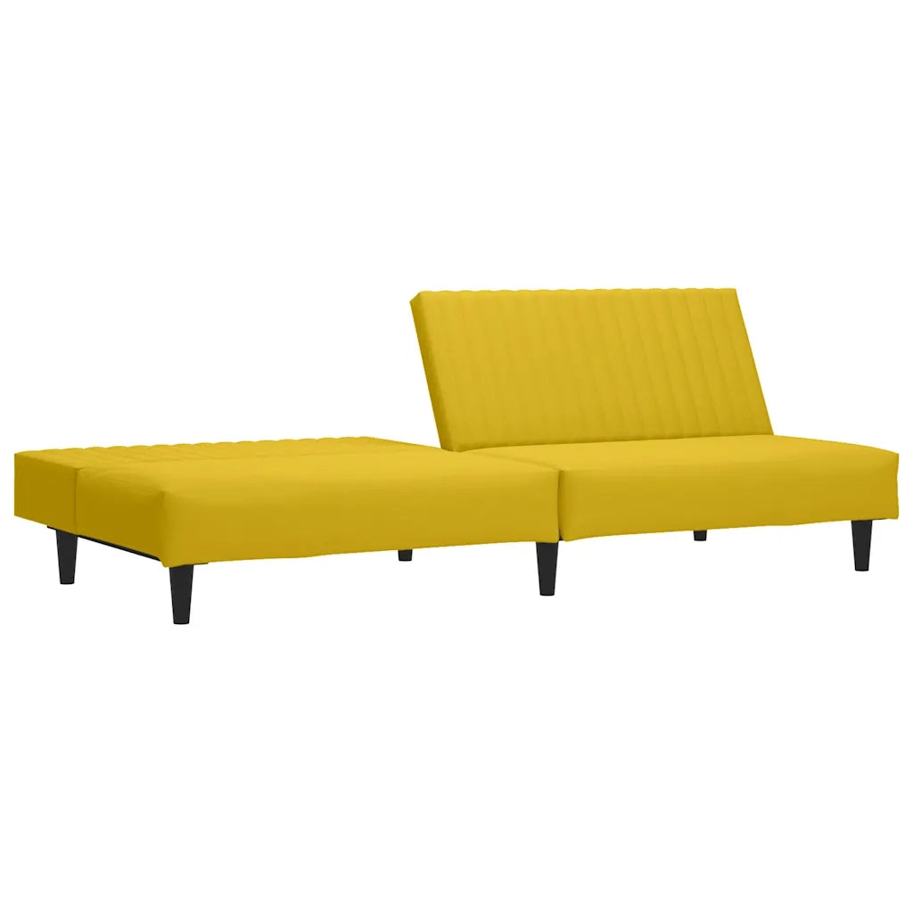 Divano Letto a 2 Posti Giallo in Velluto 375933