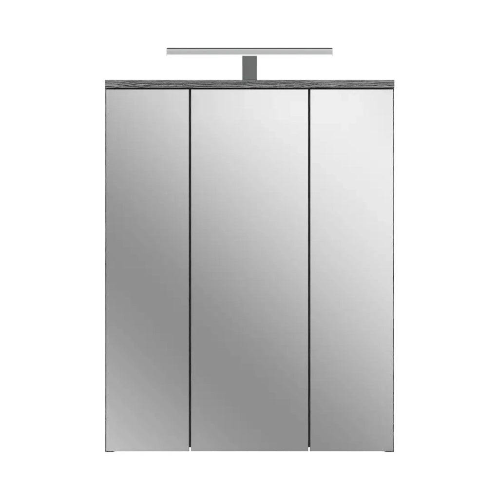 Mobile da bagno WILLIAM – Con LED – Bianco e grigio scuro – 9 nicchie sospese