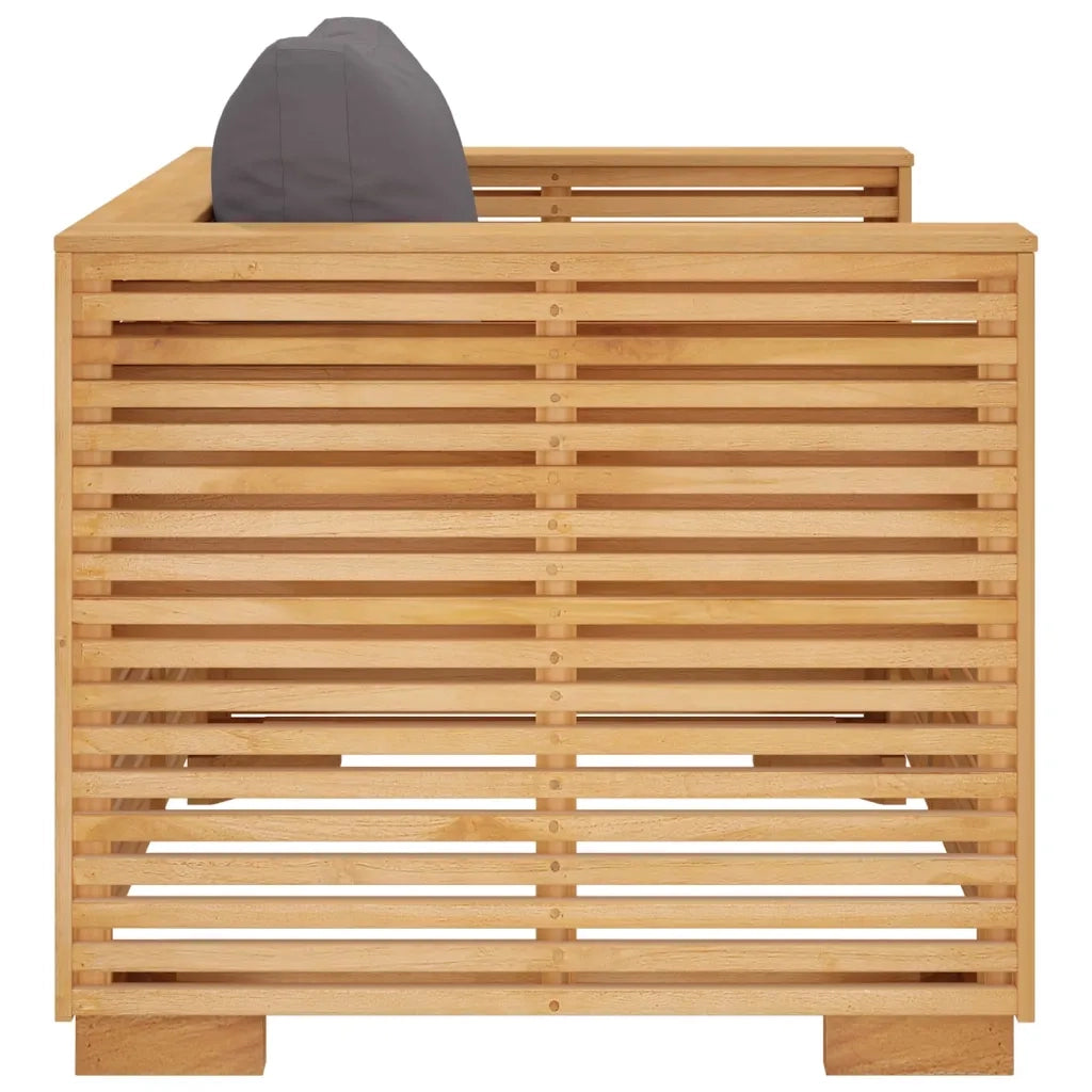 Divano da Giardino Cuscini Grigio Scuro Legno Massello di Teak
