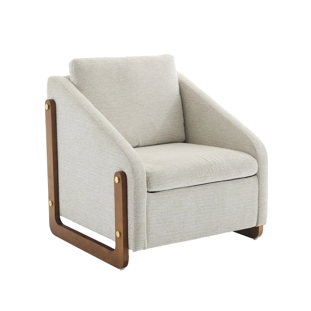 Poltrona con Braccioli e Cuscino Schienale ¨C MINIMAL ¨C Tessuto Boucl¨¦ Beige, 73,5x73,5x73,5 cm