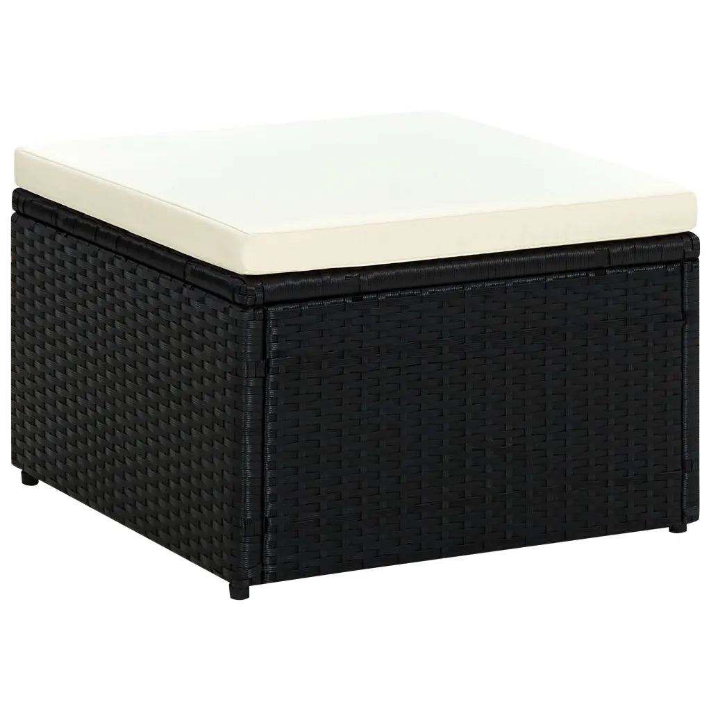 Poggiapiedi Ottomana in Polyrattan 53x53x30 cm Nero 42671