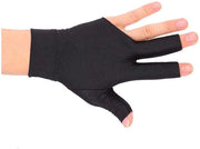 Calzamano da Biliardo - Manica sinistra - Tre dita - Apertura dita aperte - Cinturino elastico Spandex - Nero - Comfort e flessibilità