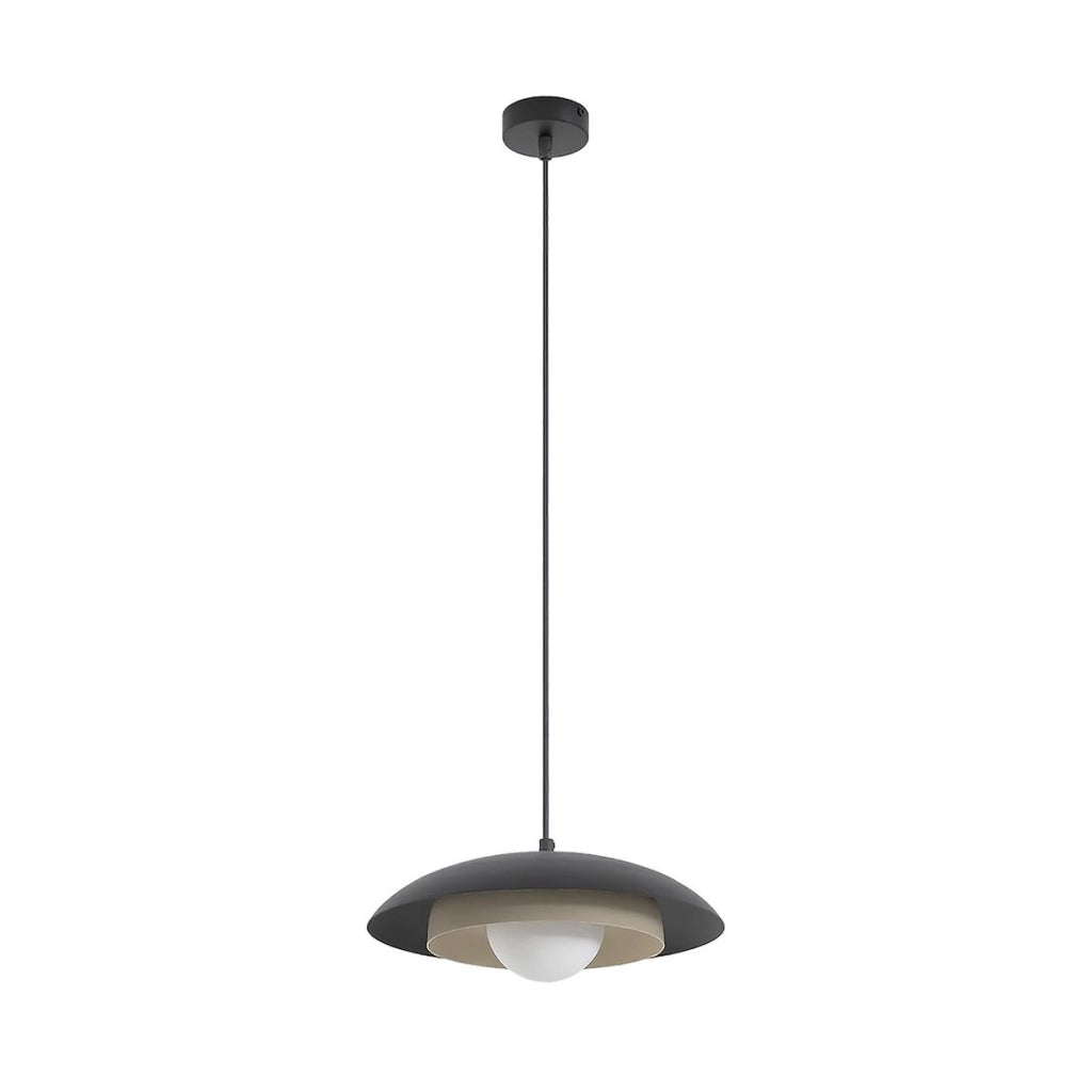 Lampada a sospensione SKIN in acciaio nero con dettagli moka
