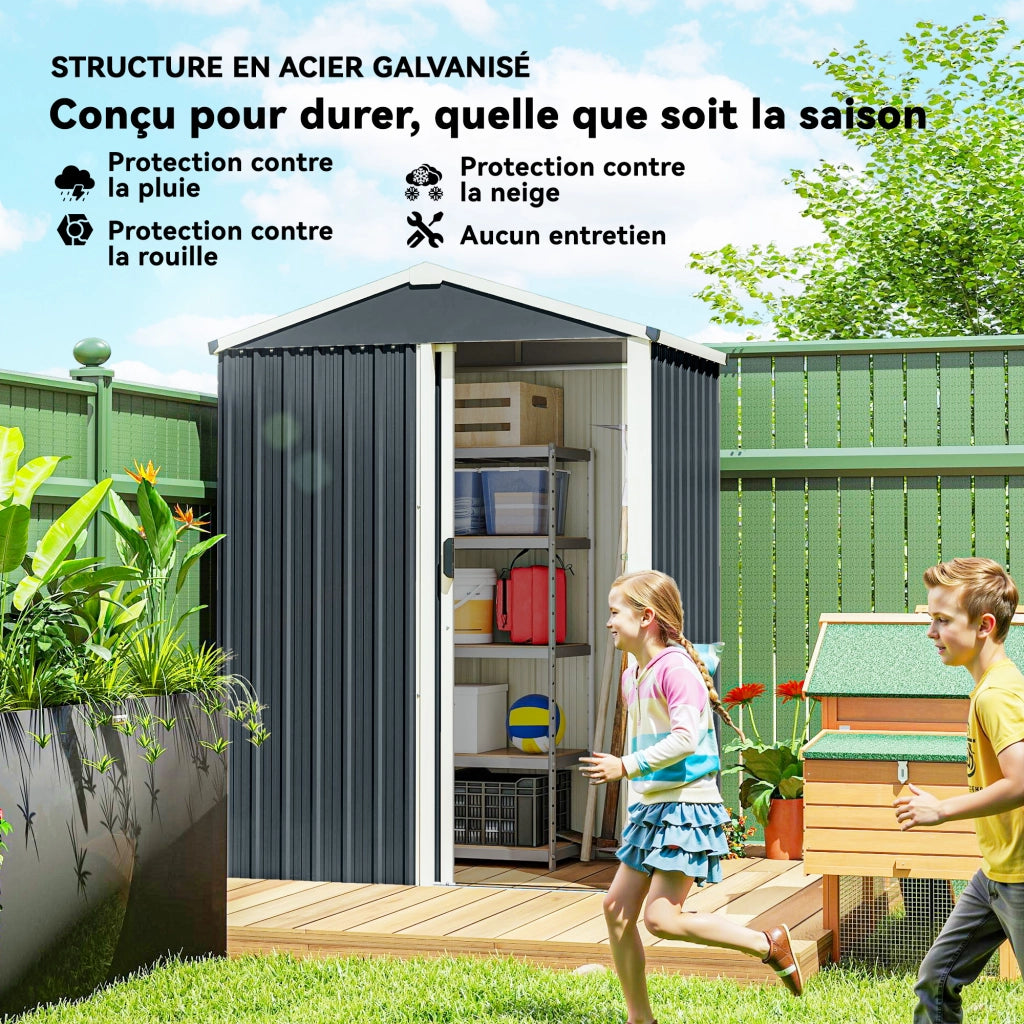 Casetta da giardino in metallo ¨C zephmum ¨C 136x87x179 cm grigio