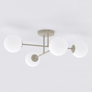 Lampada a sospensione ROMA con struttura beige e sfere in vetro opale