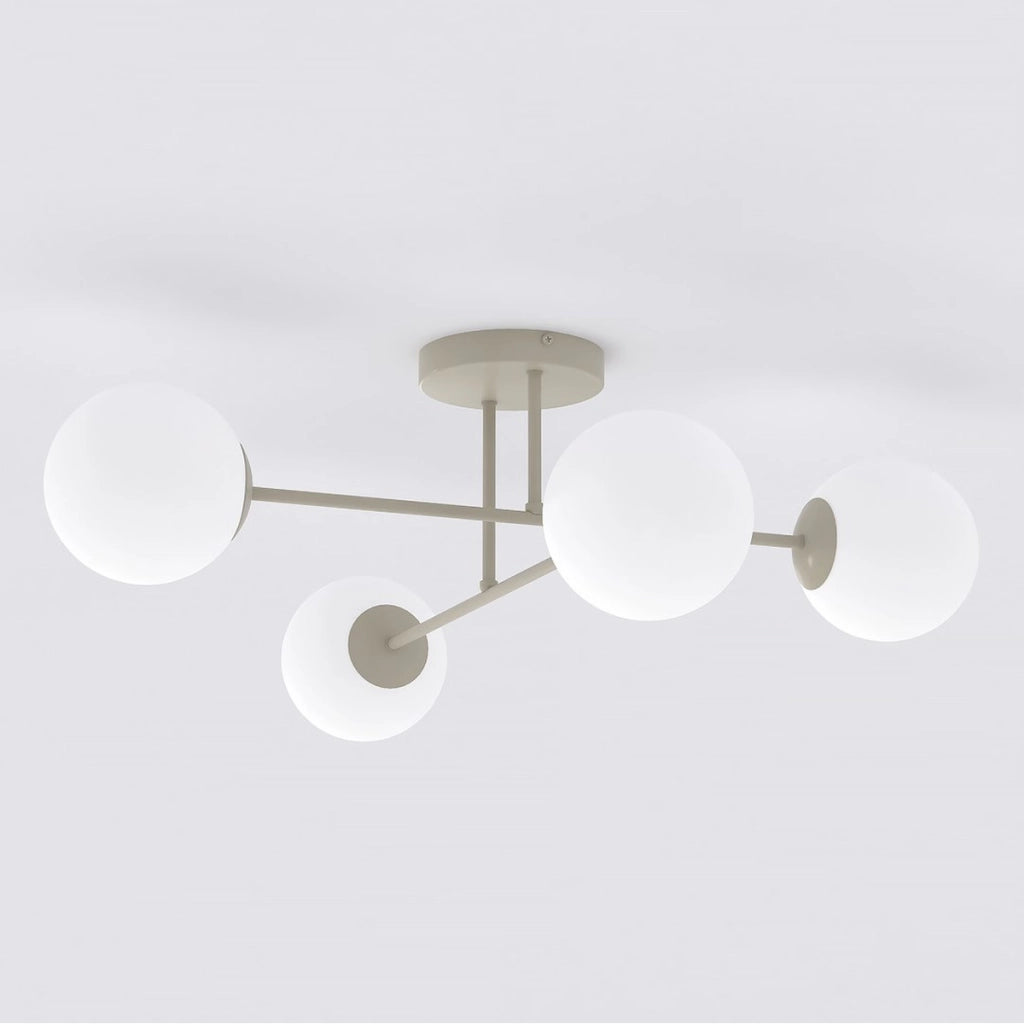 Lampada a sospensione ROMA con struttura beige e sfere in vetro opale