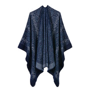 Sciarpa/stola da donna autunno/inverno, versatile, due in uno: calda mantella in cashmere double-face per viaggi e campeggio.