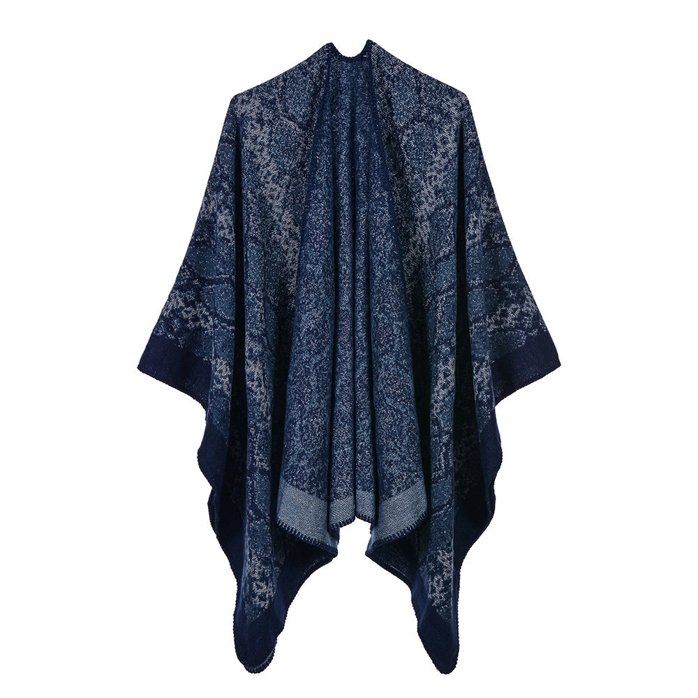 Sciarpa/stola da donna autunno/inverno, versatile, due in uno: calda mantella in cashmere double-face per viaggi e campeggio.
