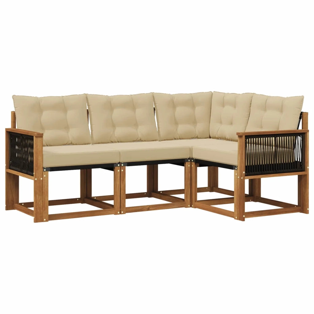 Set di divani da esterno 4 pz Naturale e Beige 3381921