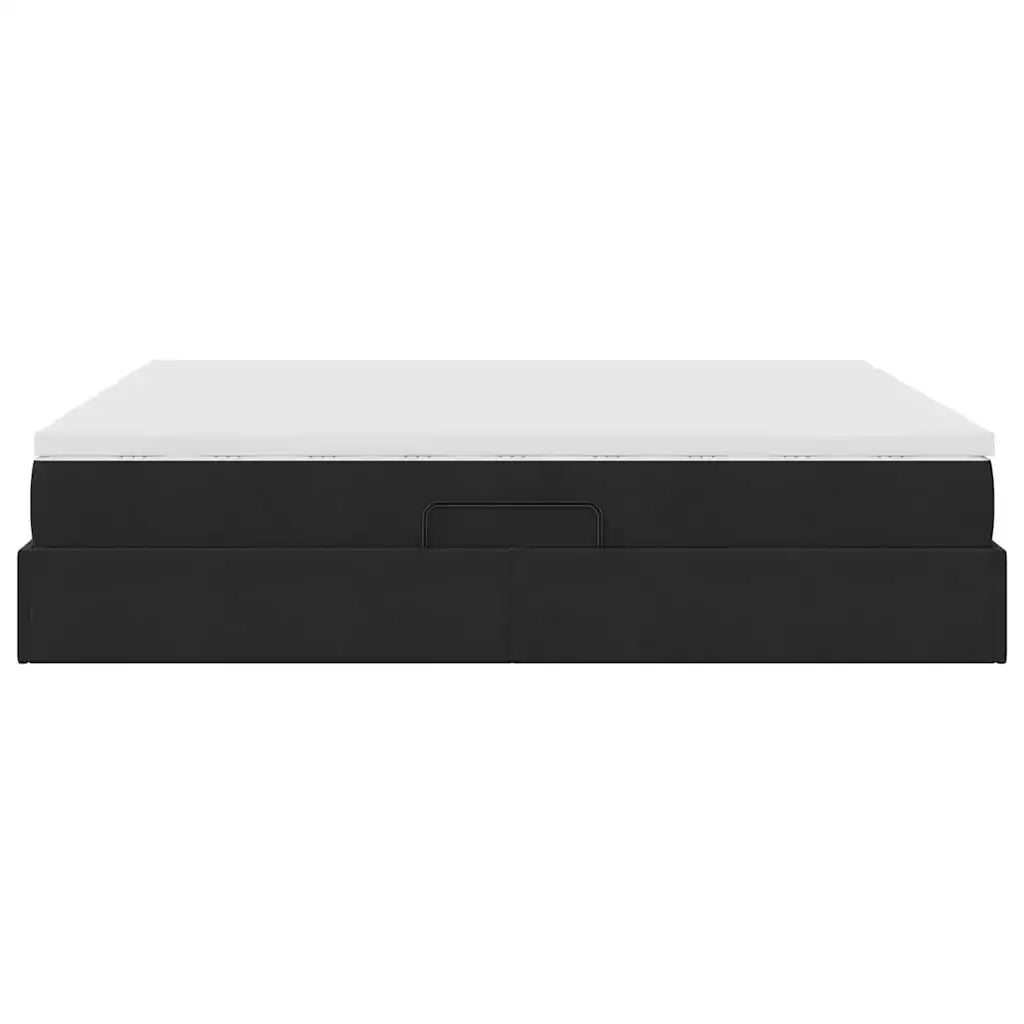 Letto con contenitore e materasso Nero 180 x 200 cm Velluto