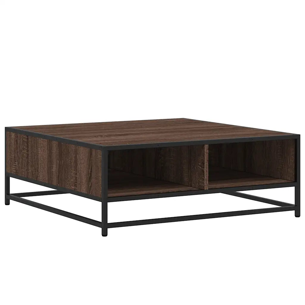 Tavolino-Tavolino da soggiorno-Tavolo Rovere Marrone 80x80x30 cm in Truciolato e Metallo