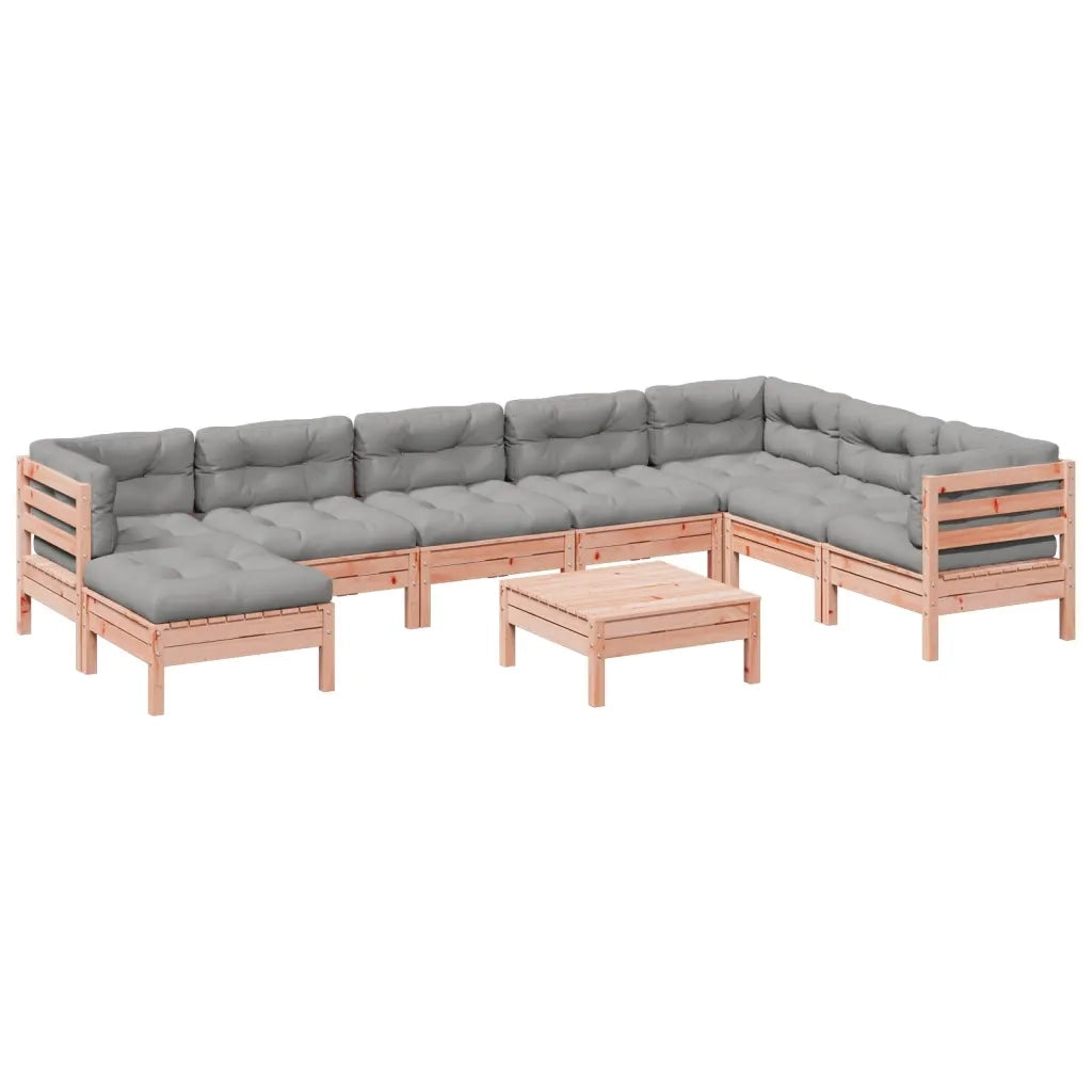 Set Divani Giardino 9 pz Cuscini Legno Massello Abete Douglas 3299590