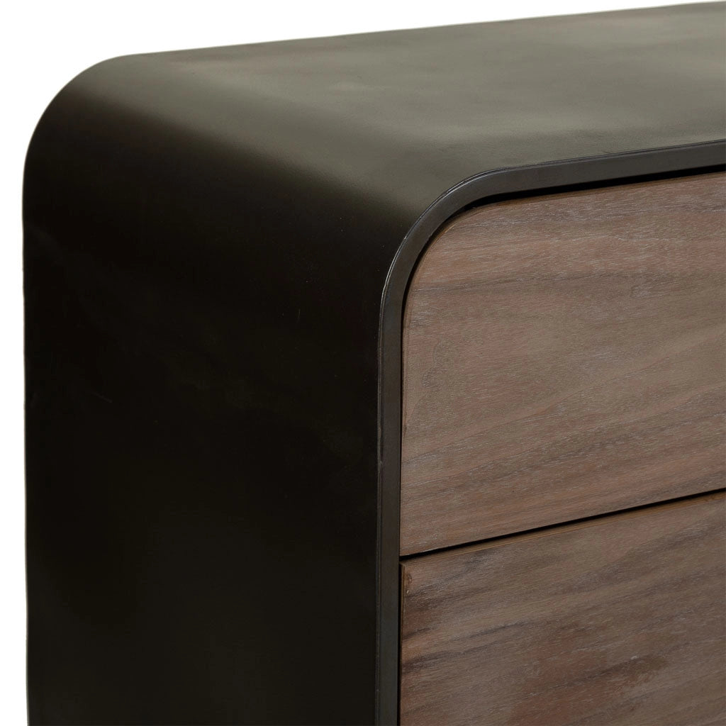 Cassettiera in metallo e legno nero 120x40x78,5h cm