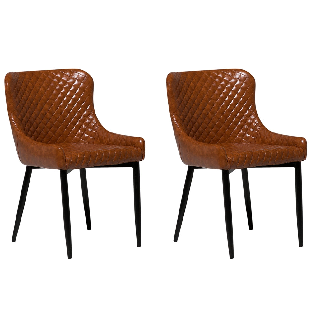 Set di 2 sedie da pranzo con rivestimento in ecopelle marrone stile eclettico glamour