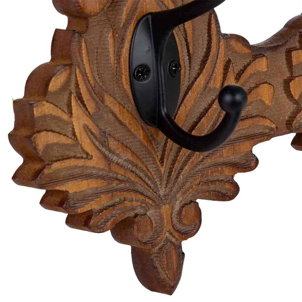 Appendino da parete in legno marrone a 3 ganci 36x8x20,5h cm